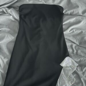 Lucy in the Sky Black Strapless Dress with Silver Accent